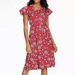 ☔️🔥Talbots Red Black Umbrella Print Belted Dress Size 2